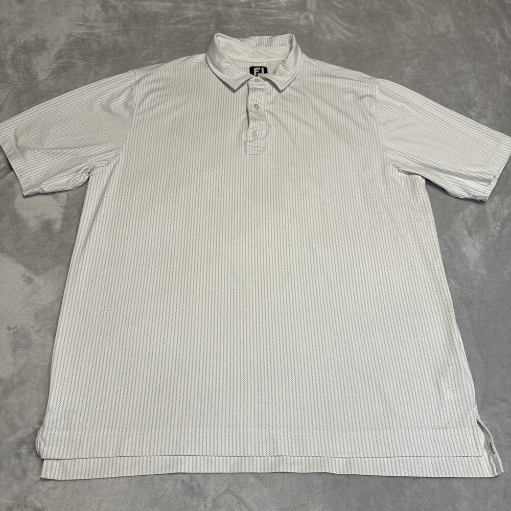Men's Footjoy FJ Golf Polo Shirt Blue/White Zig‎ Zag Geometric Performance